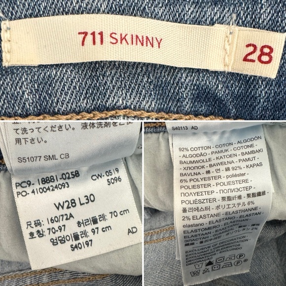 Levi's 711 skinny distressed mid rise jeans 28 - Picture 10 of 11